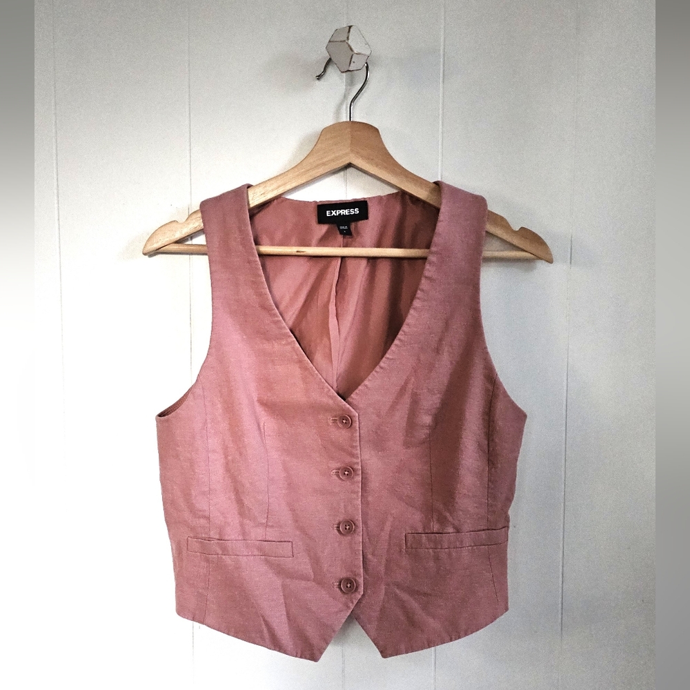 EXPRESS Linen Mauve Button Front Tank Vest